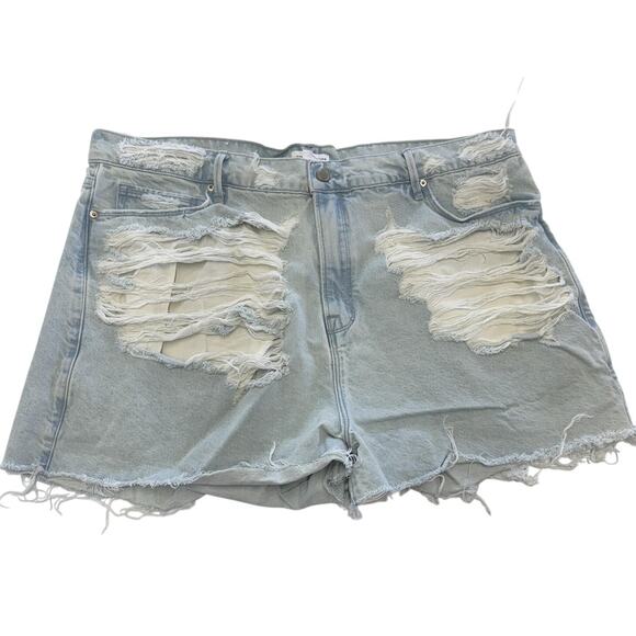 Good American Shorts Womens 16 Distressed Denim Frayed Hem Ripped GNISC206T1383 - Picture 1 of 8